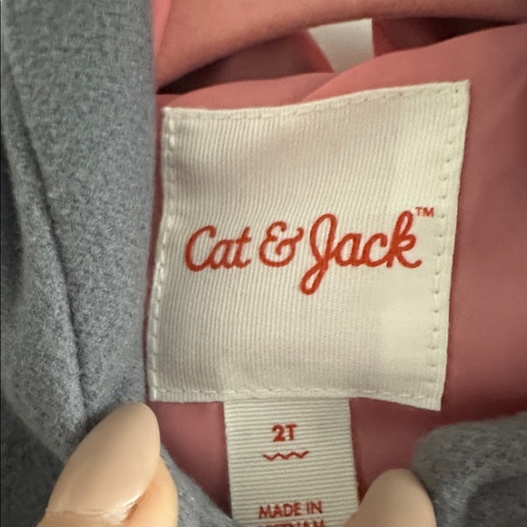 Cat & Jack Charcoal Hooded Bunny Rabbit Pea Coat for Kids - Size 2T - Picture 2 of 11